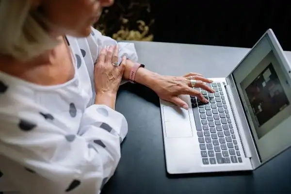 Image of woman attending online mediation Herefordshire services from Barker Mediation